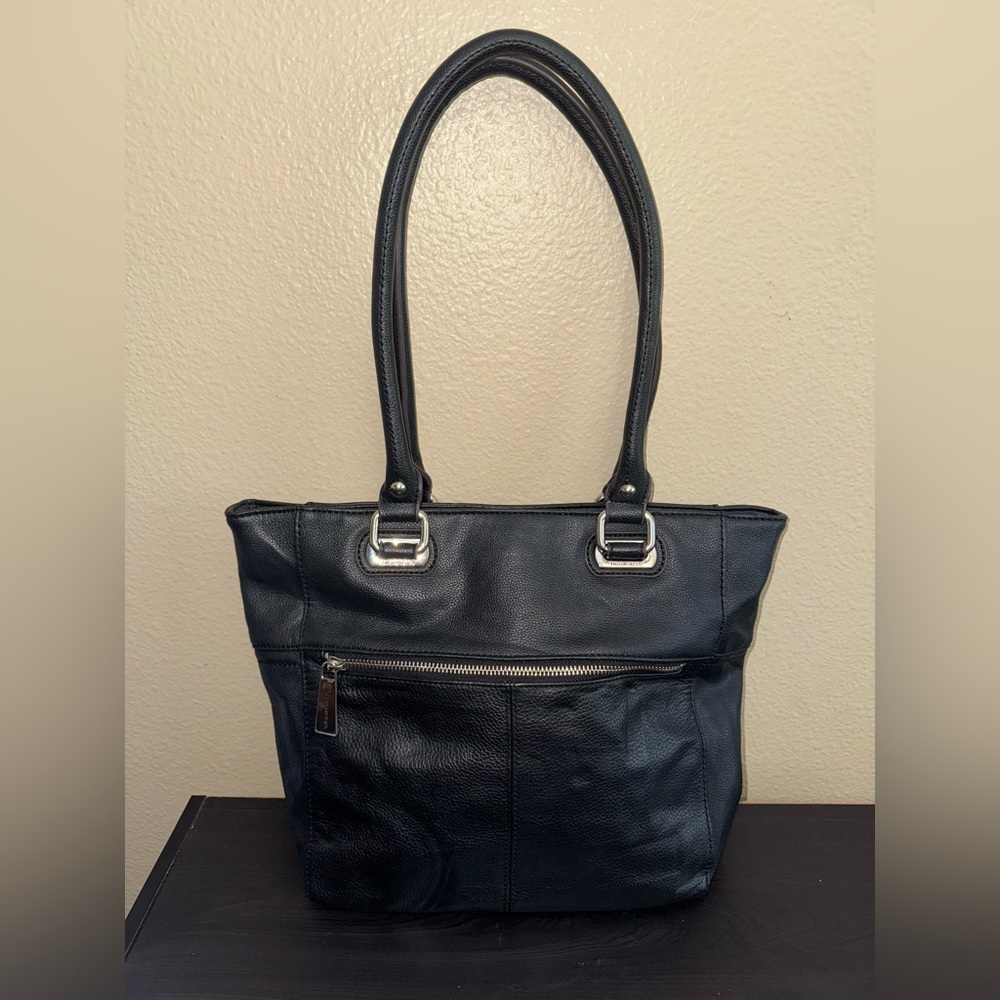 Tignanello Black Leather Tote Bag